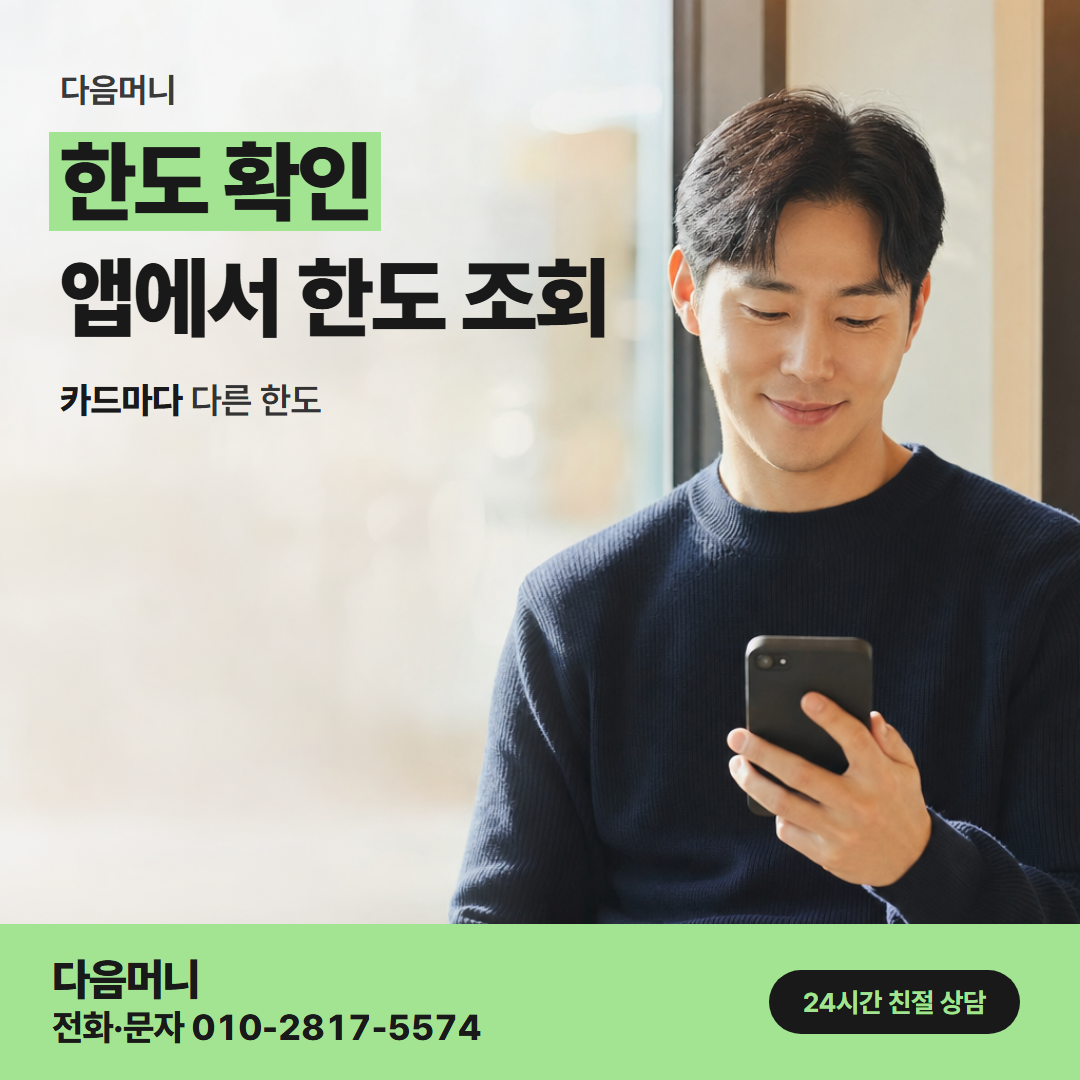 다음머니 양주카드깡 전체 한도와 남은 한도의 차이